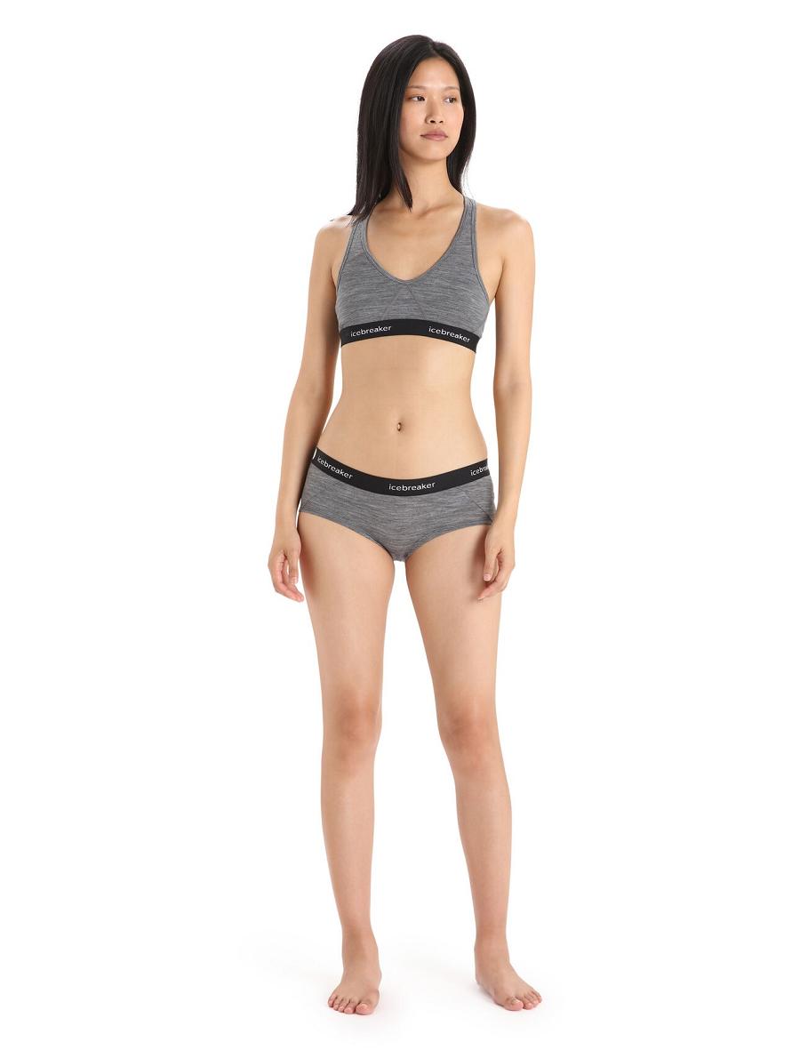 Women's Icebreaker Merino Sprite Racerback Bras Gritstone Heather | CA 1133QMAZ